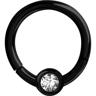 Steel Black 1.2x07x4mm CZ   jew. Disc Hinged Segment Ring - (nur solange der Vorrat reicht)