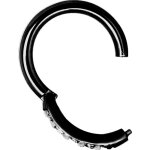 Jew. Hinged Ring 1.2mm mit Premium Zirconia - HSJG01BK - PVD Black Stahl