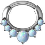 Steel Septum Clicker 1.2mm with 7 Opal Stones, prong set,...