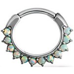Steel Septum Clicker 1.2 mm with 12 Opal, prong set,...
