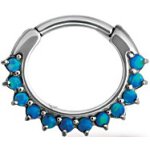 Steel Septum Clicker 1.2mm with 12 Opal, prong set,...