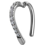 Steel Belly Hinged Heart Ring 1.6x10mm, w Premium Zirconia (Pave Setting) - handpolished