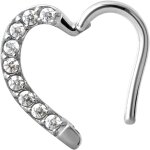 Steel Hinged Heart Ring, right, 1.2mm, w Premium Zirconia (Pave Setting) - handpolished