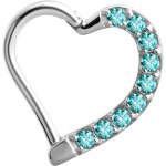 Steel Hinged Heart Ring, left, 1.2 mm, w Premium Zirconia (Pave Setting) - handpolished - (as long as stocked)