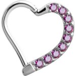 Steel Hinged Heart Ring, left, 1.2 mm, w Premium Zirconia (Pave Setting) - handpolished - (as long as stocked)