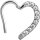 Stahl Hinged Herz Ring, links, 1.2 mm mit Premium Zirconia - handpoliert - (nur solange der Vorrat reicht)