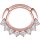 Rosegold Stahl Jew. 1.6mm Septum Clicker 13 - 8 bzw.12x prong set, curved bar - as long as on stock