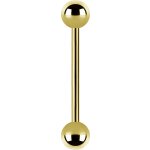 Gold PVD Internal Straight Barbell 1.6mm w balls, (individual parts)