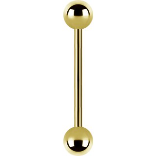 Gold PVD 1.6x20x6mm Internal Straight Titan Barbell mit Kugeln, (Einzelteile)