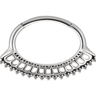 SS316L #10 1.2x6mm Hinged Septum and Daith Clicker - handpolished - (as long as stocked)