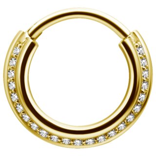 Gold PVD Triple Slanted Hinged Ring 1.2mm w Cubic Zirconia - (as long as stocked)