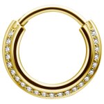 Gold PVD Triple Slanted Hinged Ring 1.2mm mit Cubic...