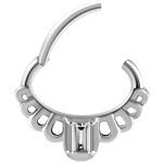 SS316L #01 Hinged Septum and Daith Clicker set w Crystal...