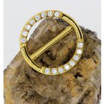 Gold Steel 1.6mm, Nipple Clicker Ring w pave set Premium...