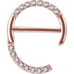 Rosegold Steel 1.6 mm, Nipple Clicker Ring w pave set Premium Zirconia - (as long as stocked)