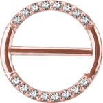 Rosegold Steel 1.6mm, Nipple Clicker Ring w pave set...