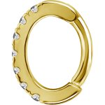 Gold Jew. Rook Oval Hinged Clicker 1.2mm w Premium Zirconia Gold Steel - OHCSG01BG - handpolished