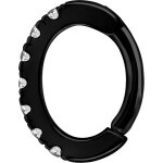 Black Jew. Rook Oval Hinged Clicker 1.2mm w Premium Zirconia Black Steel - OHCSG01BK - handpolished - (as long as stocked)