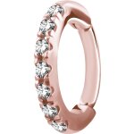 Rosegold Jew. Rook Oval Hinged Clicker 1.2mm w Premium Zirconia Rosegold Steel - OHCSG01RG - handpolished - (as long as stocked)
