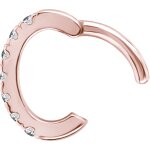 Rosegold Jew. Rook Oval Hinged Clicker 1.2mm w Premium Zirconia Rosegold Steel - OHCSG01RG - handpolished - (as long as stocked)
