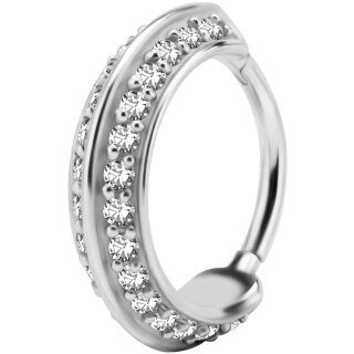 Jew. Hinged Ring/Clicker 1.2x11mm w WH Premium Zirconia Steel - HSJG32 - handpolished - (as long as stocked)