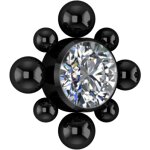 Black PVD Titan Cluster Internal Micro #12 Aufsatz gesetzt mit Crystals, mit 0.8mm Innengewinde