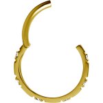 Jew. Hinged Ring/Clicker 1.2mm w Premium Zirconia - HSJG34BG - PVD 24K Gold Steel - (as long as stocked)