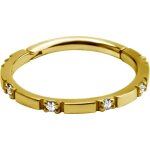 Jew. Hinged Ring/Clicker 1.2x11mm w WH Premium Zirconia - PVD 24K Gold Steel - (as long as stocked)