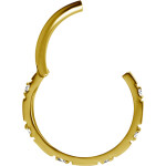 Jew. Hinged Ring/Clicker 1.2x11mm mit WH Premium Zirconia - PVD 24K Gold Stahl - (nur solange der Vorrat reicht)