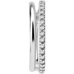 Jew. Hinged Double Conch Ring/Clicker 1.2mm w Premium Zirconia - HSJG48 - Steel