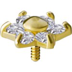 Internal 18K Gold Flower Att. 5 mm w 6 x1.5 mm Lab Created Diamonds (GIACDI08) for 1.2 mm Internal Jewellery