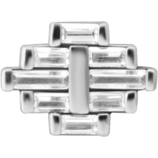 Int. Steel Att. 35 -  for 1.2mm Barbell/Labret/Mini-DA w Art Deco Cubic Zirconia Set