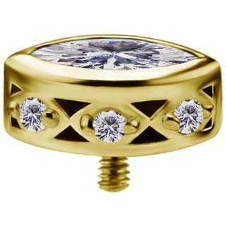 18K Gold Internal Attachm. #27 w Premium Zirconia for 1.2 mm Internal Jewellery