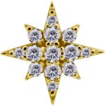 G18K Gold Internal Attachm. #55 Star w Premium Zirconia for 1.2 mm Internal Jewellery