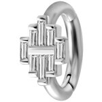 Nickelfrei Belly Hinged Oval Ring #02 1.6mm, mit Cubic...