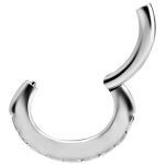 Nickelfree Belly Hinged Oval Ring #03 1.6mm, w Cubic Zirconia - handpolished