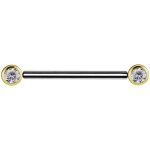 G18K gold titanium 1.6 mm barbell Jew. Nipple Barbell...