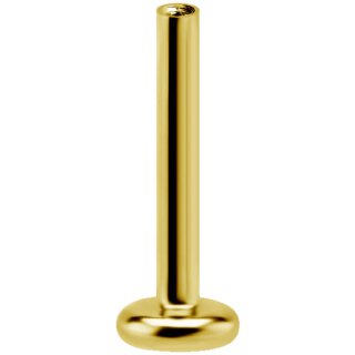 Push Pin Gold Titan gewindeloses Labret 1.2x12mm mit 3mm Platte, 0.5 mm Innendurchmesser