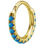 Gold Jew. Clicker 1.2 mm , Steel Prong Opal Setting - handpolished - (as long as stocked)
