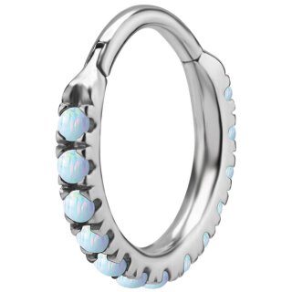 Jew. Clicker 1.2 mm , Steel Prong Opal Setting - handpolished  - (as long as stocked)