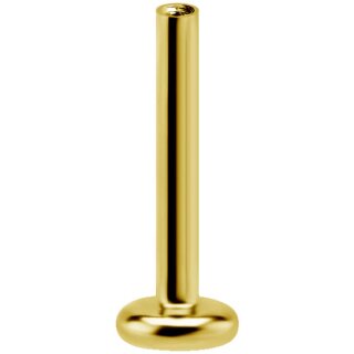 Push Pin Gold Titanium threadless Labret 1.6mm w 4mm Plate - (as long as stocked)