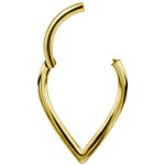 Nickelfrei Hinged V-förmiger Gold Clicker-Ring, 1.2mm
