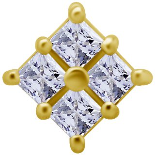 18K Gold Internal Attachm. #67 w princess cut Premium Zirconia for 1.2 mm Internal Jewellery
