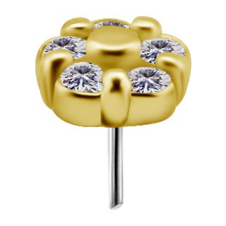 18K Gold Attachm. #06 flower w 3mm WH Lab Created Diamonds for 0.5mm TL