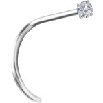18K white gold Nose stud 0.8 mm, 2.0 mm Lab Created...