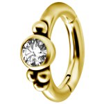 Nickelfree Belly Hinged Oval Ring #04 Golden PVD 1.6mm, w...