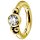 Nickelfrei Belly Hinged Oval Ring #04 Gold PVD 1.6mm, mit 6mm Premium Zirconia