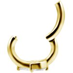 Nickelfrei Belly Hinged Oval Ring #06 Gold PVD 1.6mm, mit 6mm Premium Zirconia