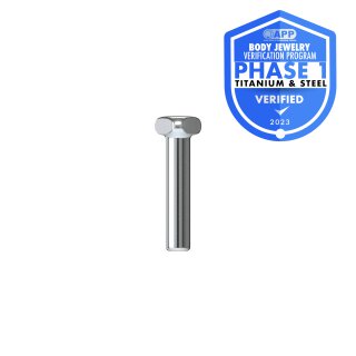 FleXternal titanium labret 2.5 mm t-plate - 1.2 mm stud with triangular plate (for M0.8 mm, US0.9 mm internal thread and Push Pin (TL)) - (Made in Germany)