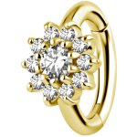 Nickelfree Belly Hinged Oval Ring #10 Golden PVD 1.6mm, w 6mm Premium Zirconia - handpolished